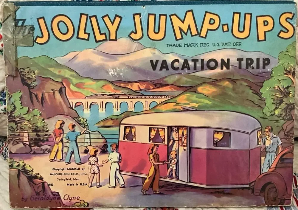 Vintage Jolly Jump-Up Pop-Up 3D Books Vacation Trips 1942 McLoughlin Bros. Inc